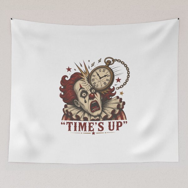 Item preview, Time's Up Clown Vintage Pocket Watch Horror Design designed and sold by Thread&Fable.