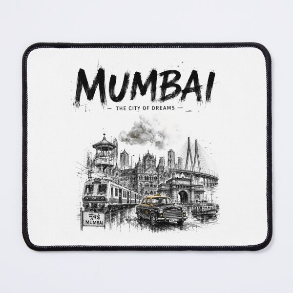 Item preview, Copy of  Mumbai – The City of Dreams | Taj Mahal Palace, CSMT, Sea Link & Vintage Taxi Graphic T-Shirt | India Travel Streetwear ver 19 designed and sold by mndesignworx.
