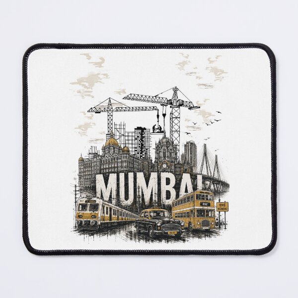 Item preview, Mumbai – The City of Dreams | Taj Mahal Palace, CSMT, Sea Link & Vintage Taxi Graphic T-Shirt | India Travel Streetwear ver 16 designed and sold by mndesignworx.