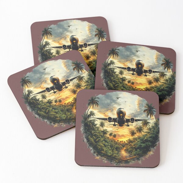 Item preview, Tropical Airplane Sunset Adventure Illustration designed and sold by Art-Vortex-fr.