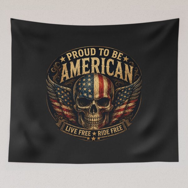 Artikelvorschau, Proud to Be American – Vintage Skull Patriotic Biker Sticker entworfen und verkauft von Collins Design.