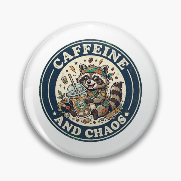 Item preview, Caffeine And Chaos Trash Panda - Vintage Raccoon Iced Coffee designed and sold by DGGraphicsStudio.