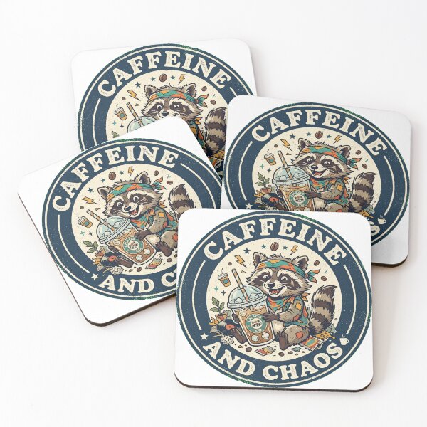 Item preview, Caffeine And Chaos Trash Panda - Vintage Raccoon Iced Coffee designed and sold by DGGraphicsStudio.