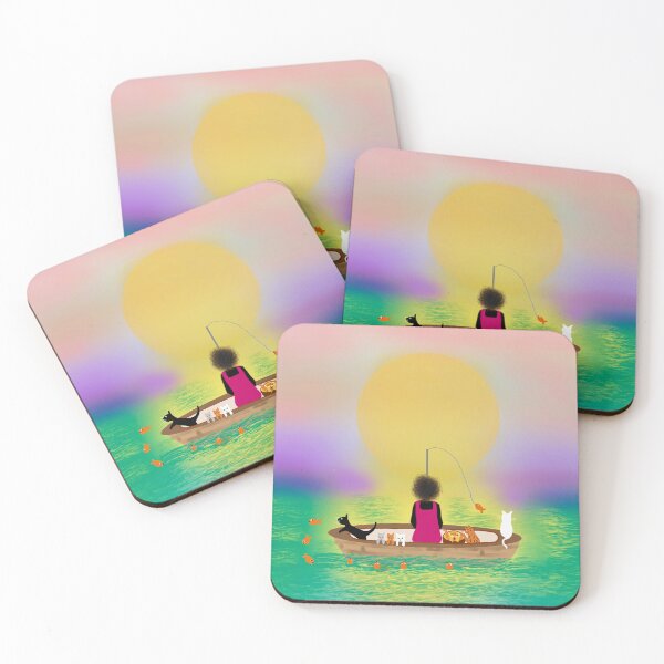 Item preview, Woman and Cats Fishing at Sunset designed and sold by Elaine M Hayward .