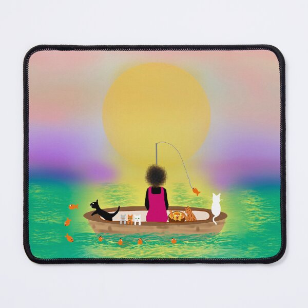 Item preview, Woman and Cats Fishing at Sunset designed and sold by Elaine M Hayward .