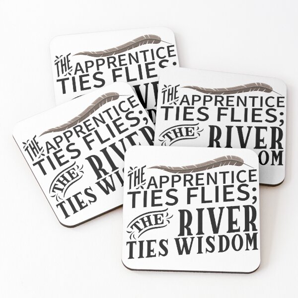 Item preview, The Apprentice ties flies; The River ties wisdom, fly tying illustration. designed and sold by Art-Horizon.