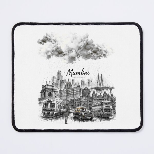Item preview,   Mumbai – The City of Dreams | Taj Mahal Palace, CSMT, Sea Link & Vintage Taxi Graphic T-Shirt | India Travel Streetwear ver 20 designed and sold by mndesignworx.