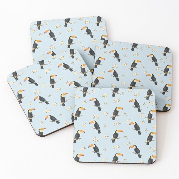 Item preview, Tropical Toucan Pattern with Plumeria Flowers Seamless Design designed and sold by Islabonita..