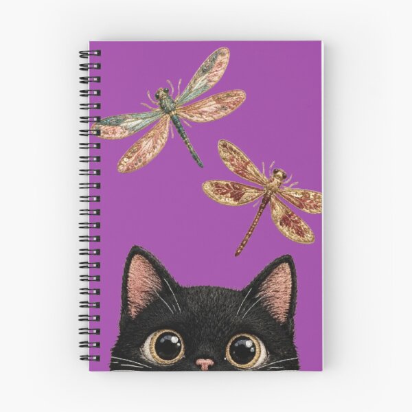 Item preview, Black Cat and Embroidered Dragonflies - Cute and Magical Textile Art designed and sold by Natalia-Vlad.