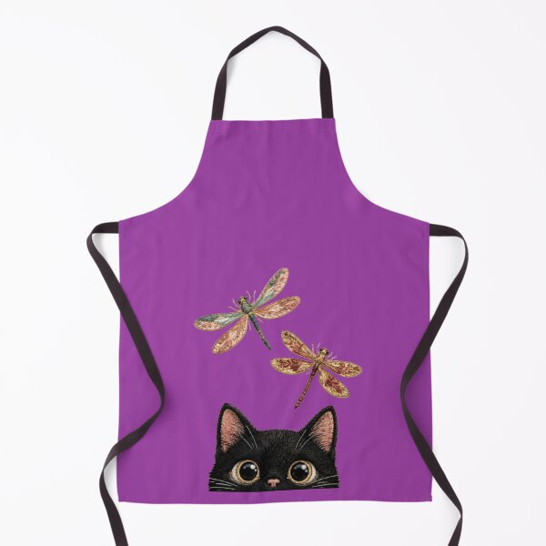 Item preview, Black Cat and Embroidered Dragonflies - Cute and Magical Textile Art designed and sold by Natalia-Vlad.