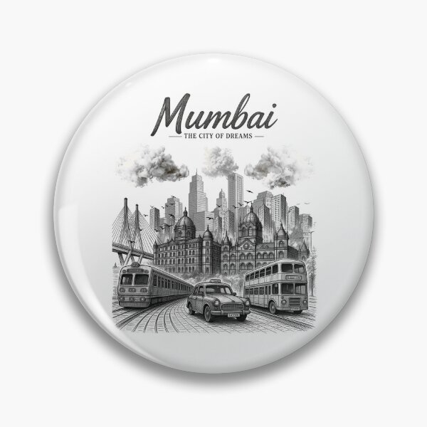 Item preview, Mumbai – The City of Dreams | Taj Mahal Palace, CSMT, Sea Link & Vintage Taxi Graphic T-Shirt | India Travel Streetwear ver 22 designed and sold by mndesignworx.