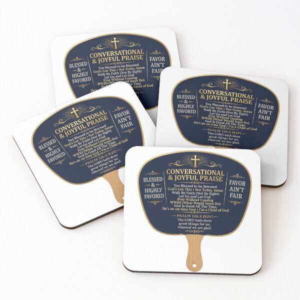 Item preview, Conversational Joyful Praise Traditional Church Fan designed and sold by WordsplusFabric.