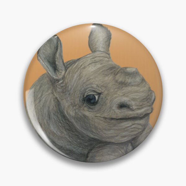 Item preview, Black Rhino calf drawn in colored pencils. designed and sold by BirdsandMoreArt.