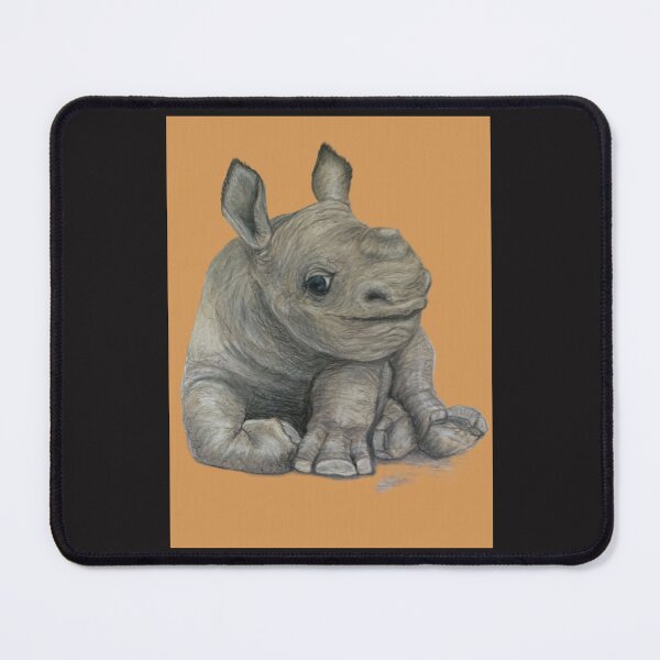 Item preview, Black Rhino calf drawn in colored pencils. designed and sold by BirdsandMoreArt.