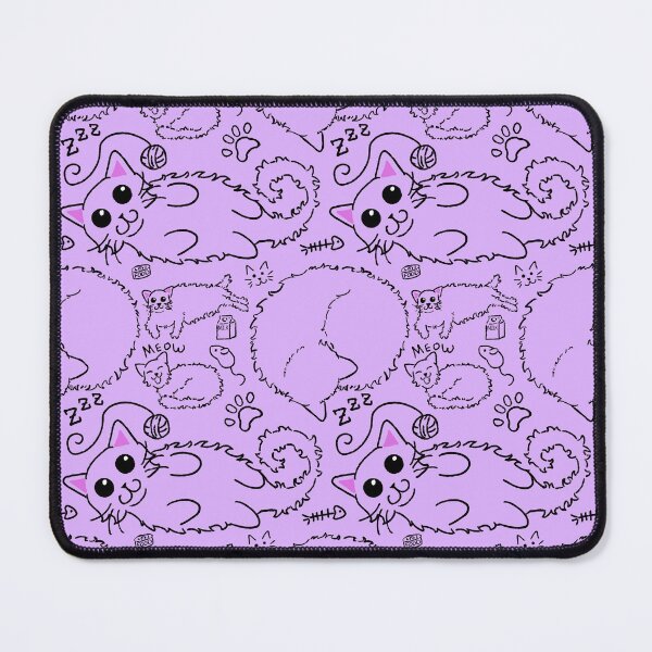 Item preview, Cat doodle purple and black pattern designed and sold by Sharkuchhie.