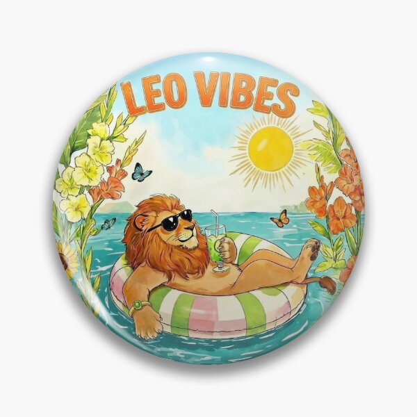 Item preview, Summer Leo Vibes Watercolor Lion designed and sold by Debbie Schulte.