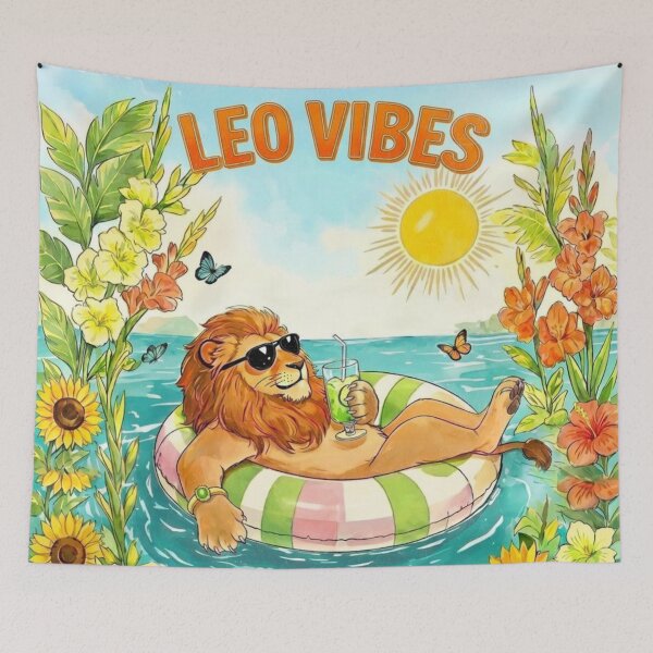 Item preview, Summer Leo Vibes Watercolor Lion designed and sold by Debbie Schulte.