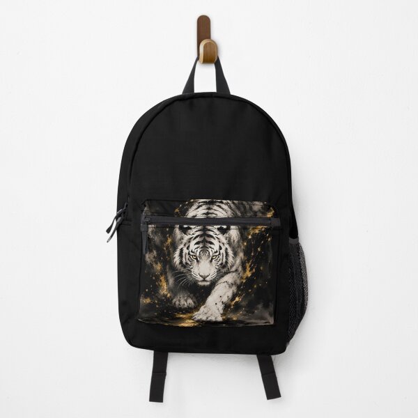 Item preview, Majestic White Tiger in Black and Gold | Luxury Ink Wildlife Art designed and sold by ManJiangHong.