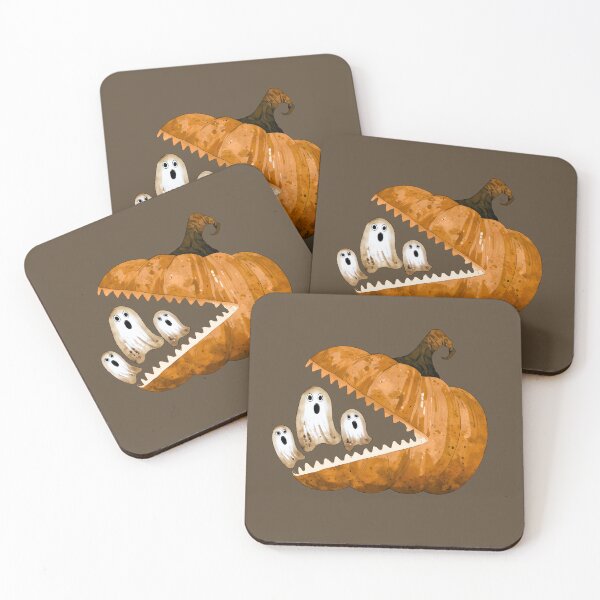 Item preview, Weird Halloween Pumpkin Eating Ghosts Painting designed and sold by GlueGunEnergy.