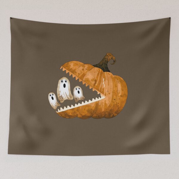Item preview, Weird Halloween Pumpkin Eating Ghosts Painting designed and sold by GlueGunEnergy.
