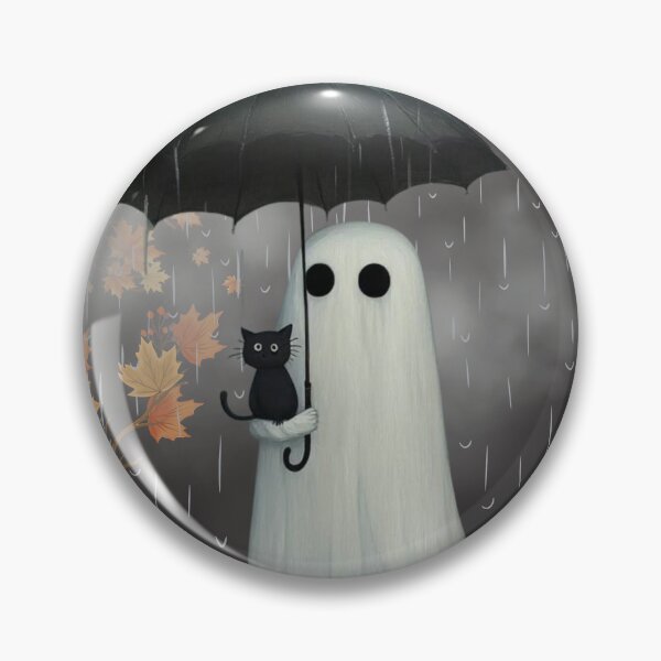 Item preview, Cute Ghost and Black Cat Under Umbrella designed and sold by A touch of creativity.