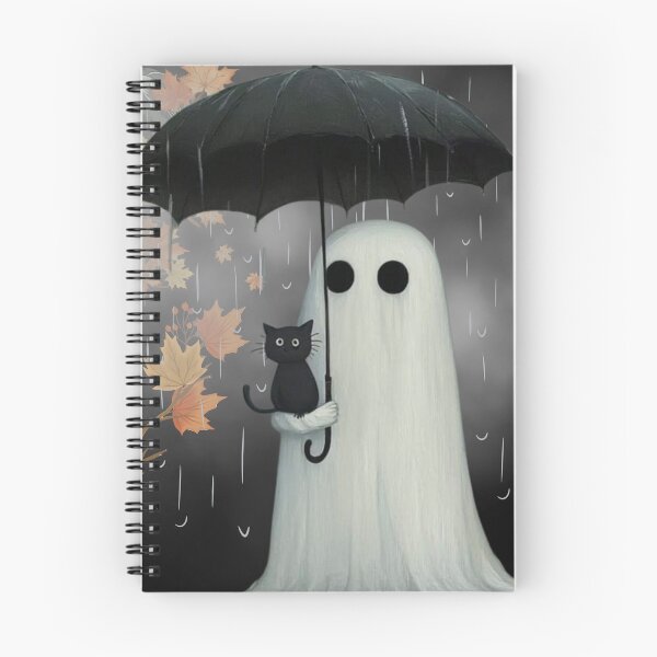 Item preview, Cute Ghost and Black Cat Under Umbrella designed and sold by A touch of creativity.
