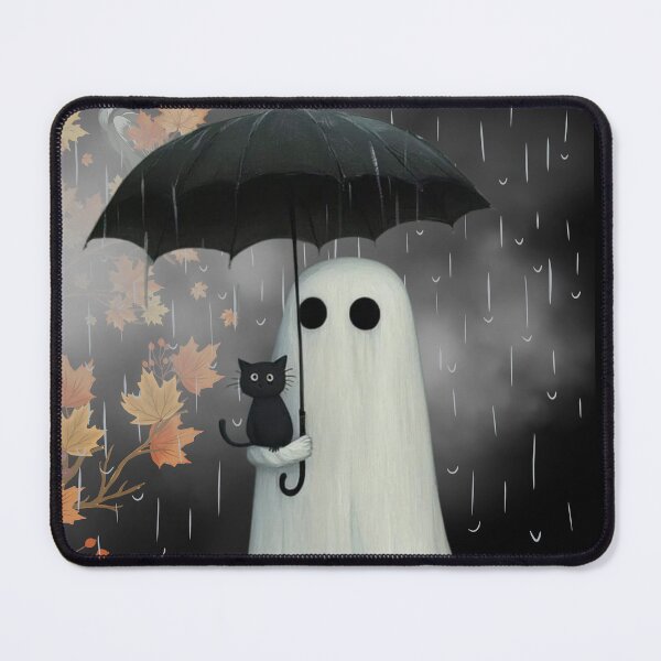 Item preview, Cute Ghost and Black Cat Under Umbrella designed and sold by A touch of creativity.
