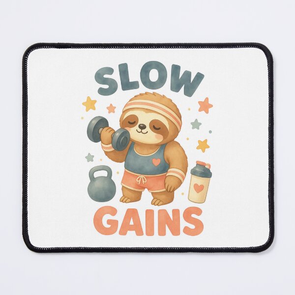 Item preview, Slow Gains Sloth – Cute Kawaii Gym Workout Motivation Design designed and sold by p-frosty-design.
