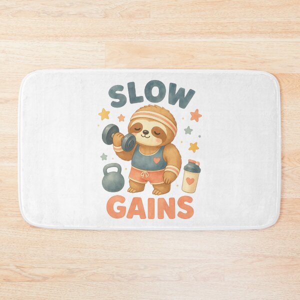 Item preview, Slow Gains Sloth – Cute Kawaii Gym Workout Motivation Design designed and sold by p-frosty-design.