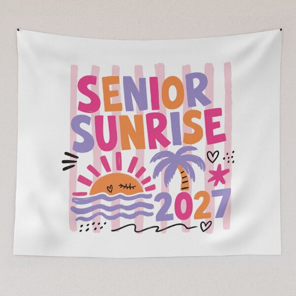 Item preview, Senior Sunrise 2027 Vertical Stripe Beach Doodle Tee designed and sold by SkuddleCo.