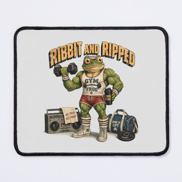 Item preview, Ribbit and Ripped Retro 80s Gym Frog Workout designed and sold by MythicCotton.