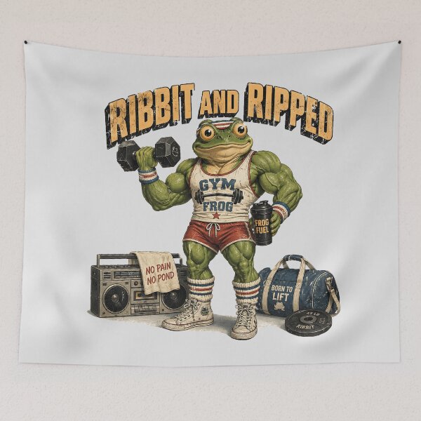 Item preview, Ribbit and Ripped Retro 80s Gym Frog Workout designed and sold by MythicCotton.