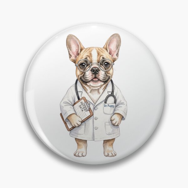 Item preview, Cute French Bulldog Puppy Doctor with Glasses and Clipboard designed and sold by VibranPalette.
