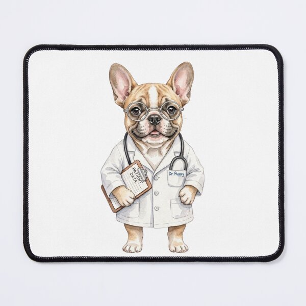 Item preview, Cute French Bulldog Puppy Doctor with Glasses and Clipboard designed and sold by VibranPalette.