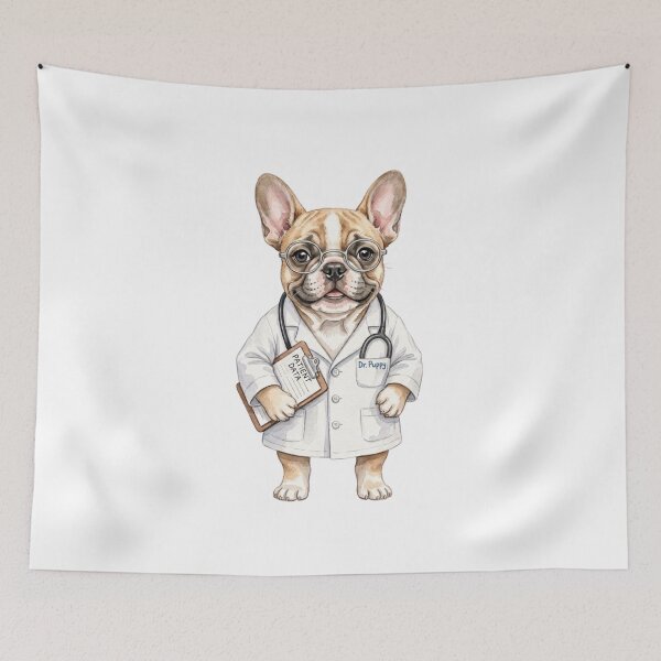 Item preview, Cute French Bulldog Puppy Doctor with Glasses and Clipboard designed and sold by VibranPalette.