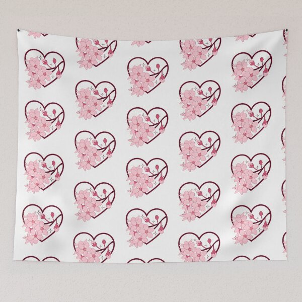 Item preview, Pink Sakura Cherry Blossoms with Heart Frame Aesthetic ✨ designed and sold by ✨Kessy von Kunstler✨.