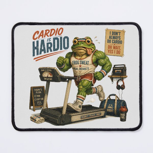 Item preview, Gym Frog Cardio Is Hardio Funny 80s Retro Workout designed and sold by MythicCotton.