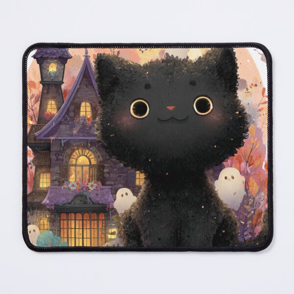 Item preview, Cute black Cat Haunted House designed and sold by LovePrintArt.
