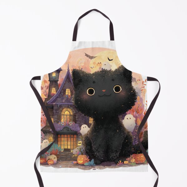 Item preview, Cute black Cat Haunted House designed and sold by LovePrintArt.