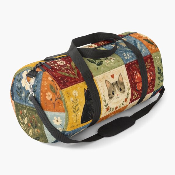 Item preview, Patchwork Flowers and Cats - Vintage Cottagecore Quilt designed and sold by Natalia-Vlad.