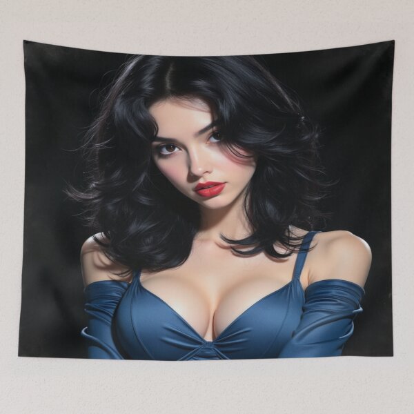 Item preview, Emily Noir Blue Accent | Pretty Girl Portrait designed and sold by KasaHunterHarem.