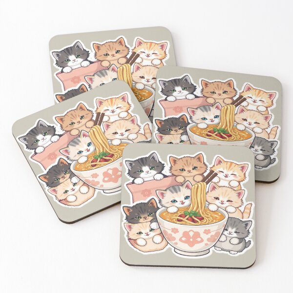 Item preview, Kawaii cats Ramen Noodle Bowl stickers  designed and sold by hoodiehood.