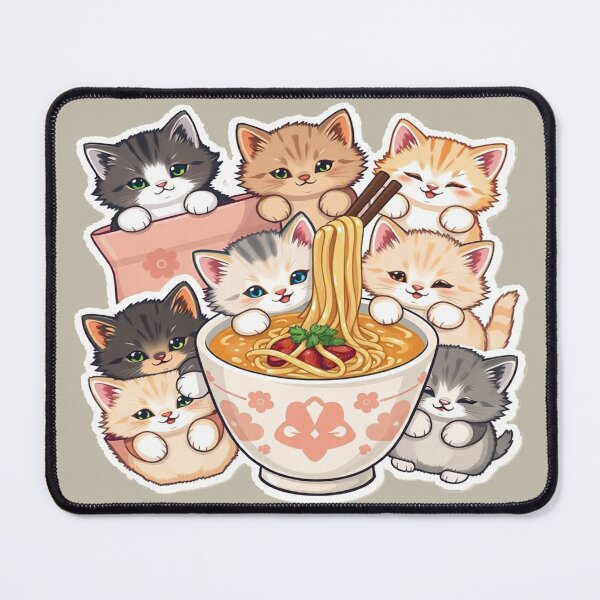 Item preview, Kawaii cats Ramen Noodle Bowl stickers  designed and sold by hoodiehood.