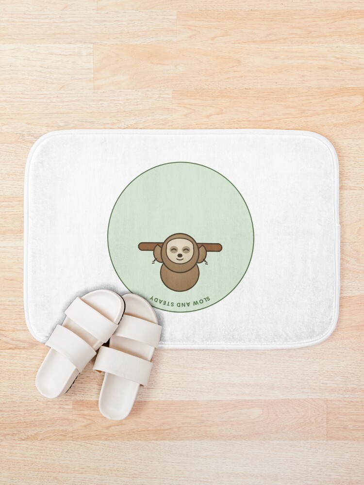 Thumbnail 1 of 6, Bath Mat, Happy Sloth designed and sold by SLAYTHESPACE.