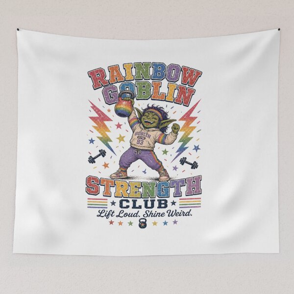 Item preview, Rainbow Goblin Strength Club Retro Gym Pride Humor designed and sold by FindYouByZ.