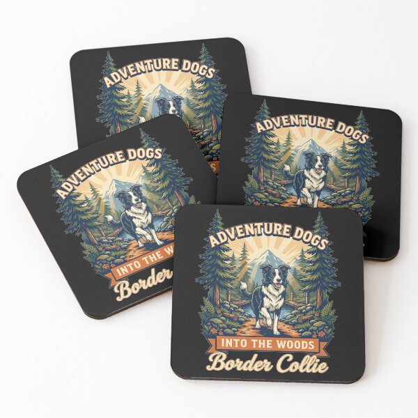 Item preview, Adventure Dogs – Into the Woods | Border Collie Hiking Vintage Outdoor designed and sold by No Excuses Supply.