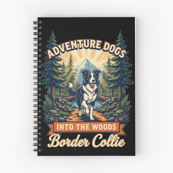 Item preview, Adventure Dogs – Into the Woods | Border Collie Hiking Vintage Outdoor designed and sold by No Excuses Supply.