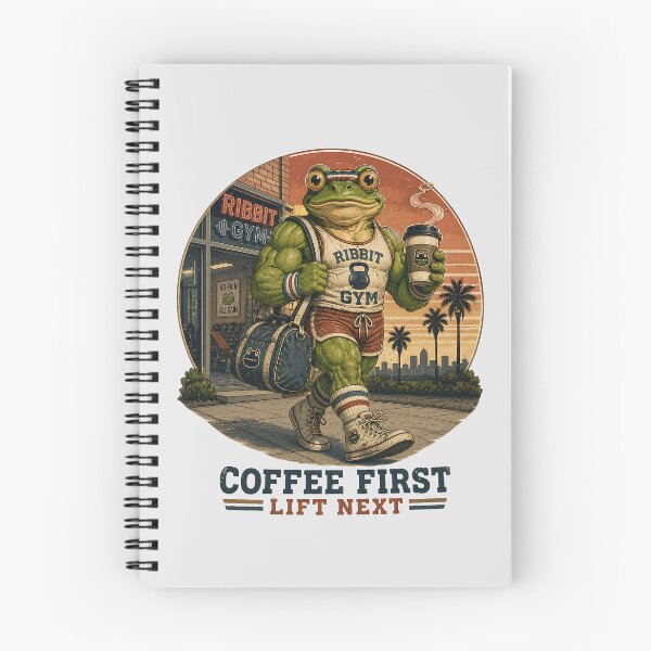 Item preview, Gym Frog Coffee First Lift Next Vintage 80s Workout designed and sold by MythicCotton.
