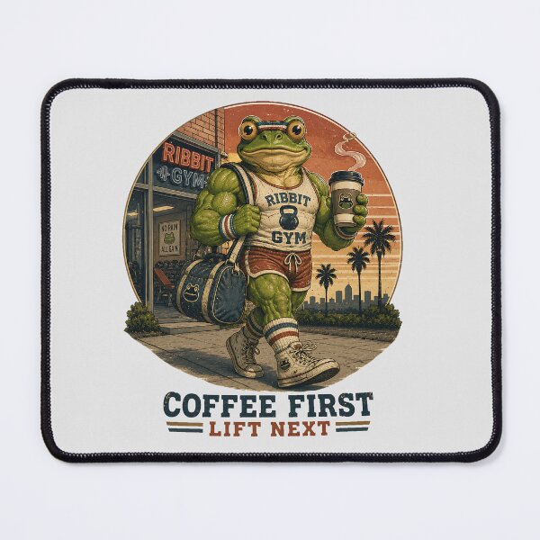 Item preview, Gym Frog Coffee First Lift Next Vintage 80s Workout designed and sold by MythicCotton.