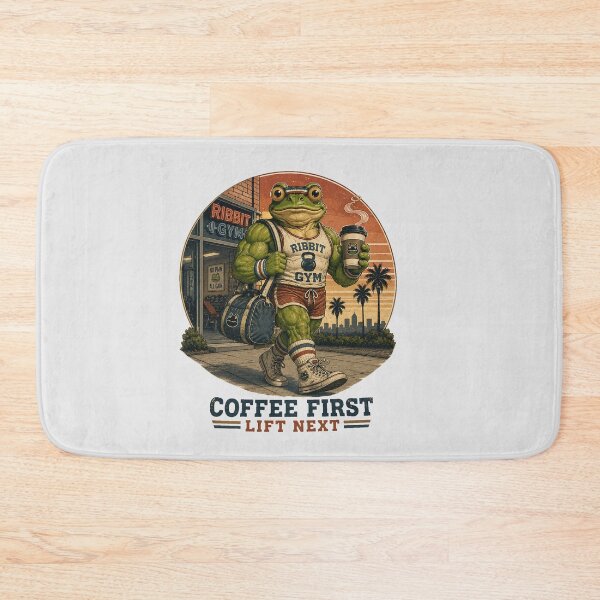 Item preview, Gym Frog Coffee First Lift Next Vintage 80s Workout designed and sold by MythicCotton.